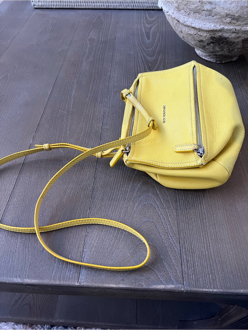 Givenchy Pandora Small Yellow Pebbled Leather Crossbody - Picture 2 of 14